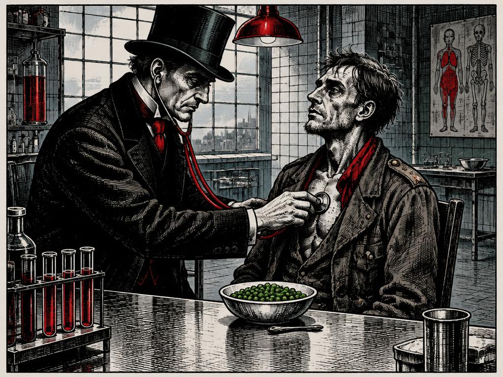 To earn a few coins for Marie and their child, Woyzeck lets the Doctor feed him nothing but peas. Science treats him as a specimen.